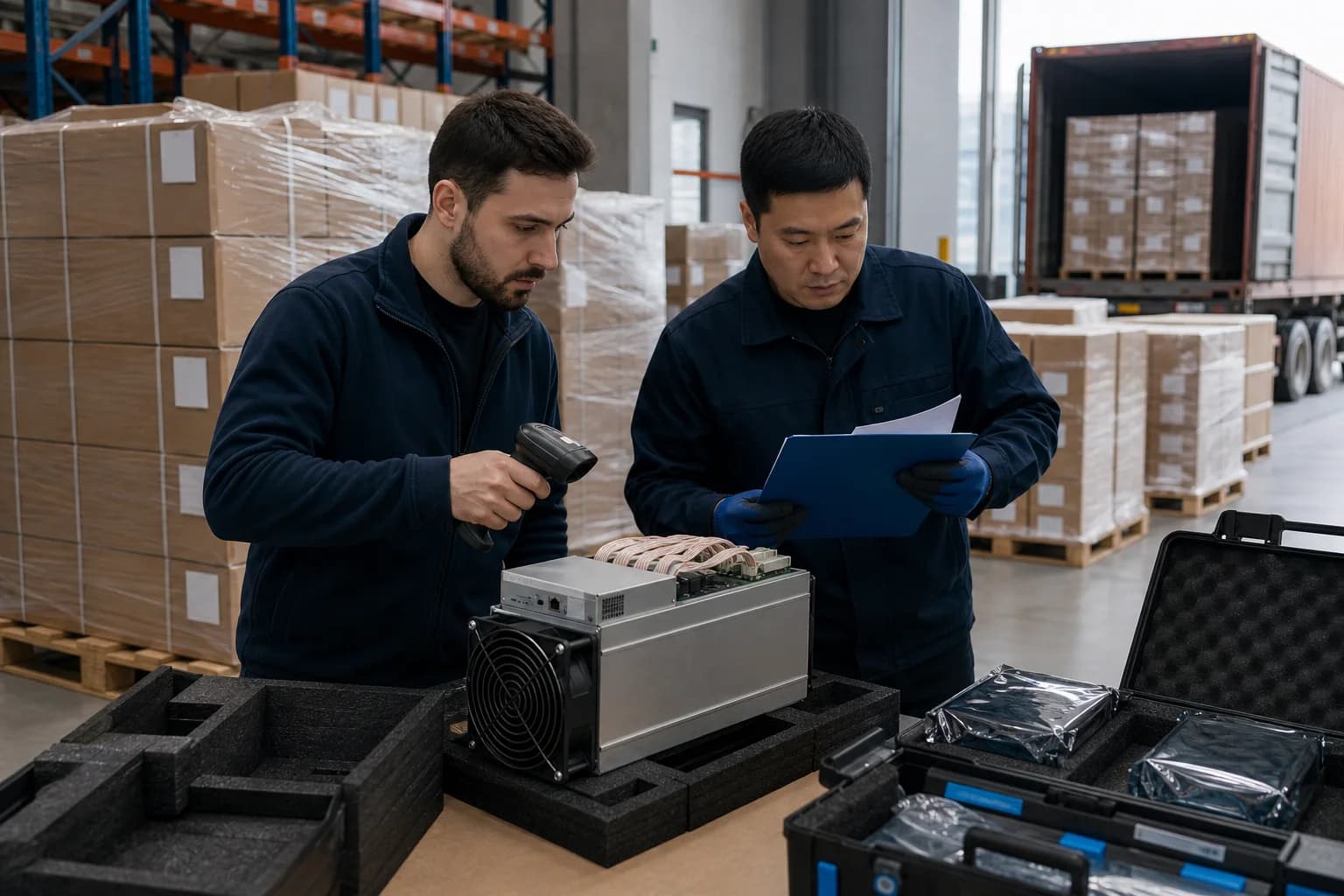 Проверка партии ASIC, транспортной упаковки и сопроводительных документов перед доставкой