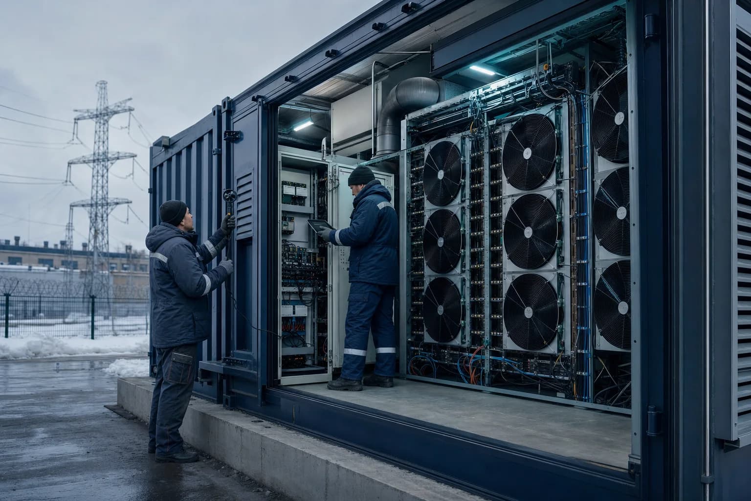 Контейнерный модуль для промышленного размещения ASIC во время пусконаладки