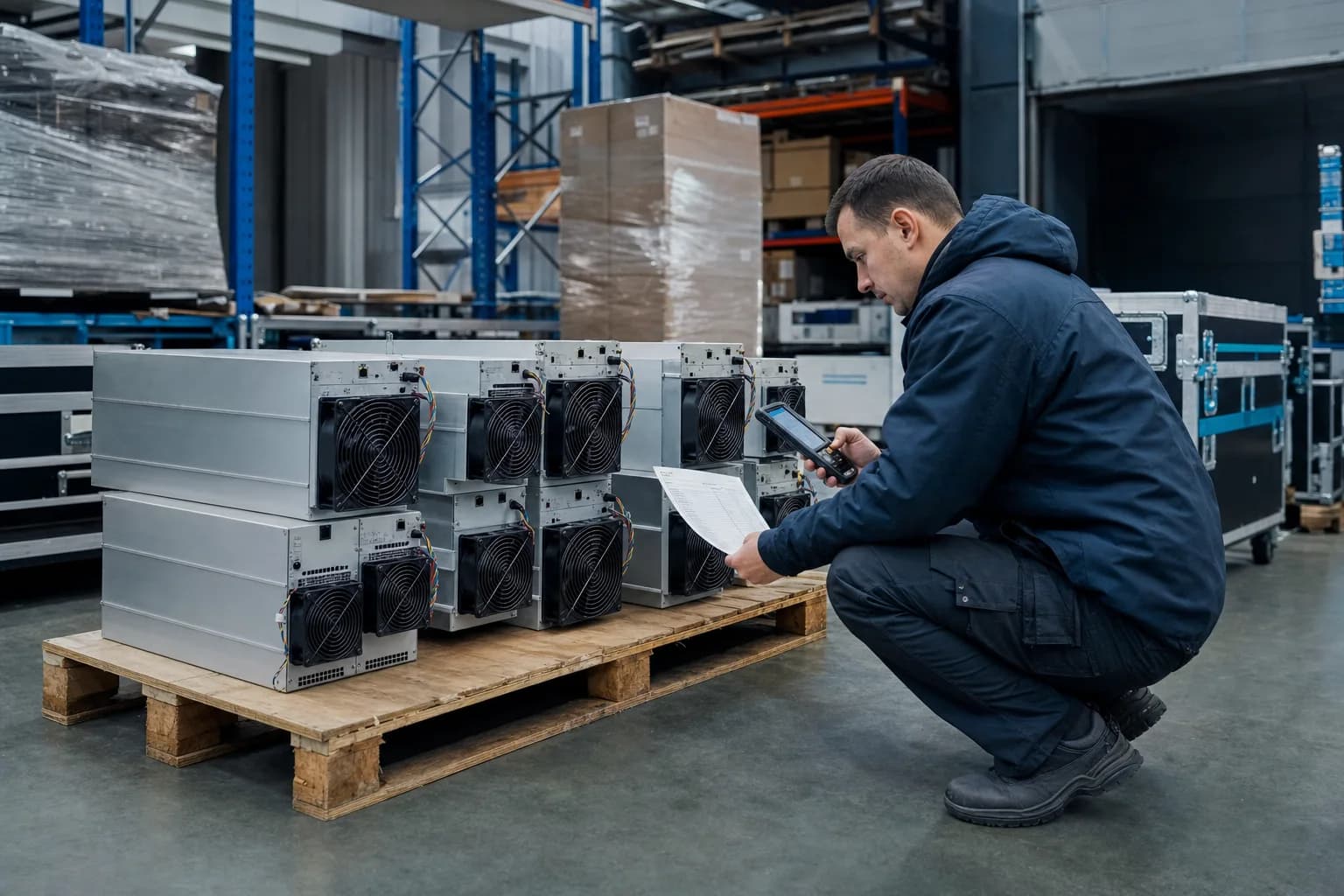 Поштучная приёмка и регистрация партии ASIC в складском комплексе